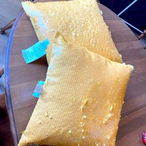 Set of two NWT Thro by Marlo Lorenz yellow 18”sequins pillows